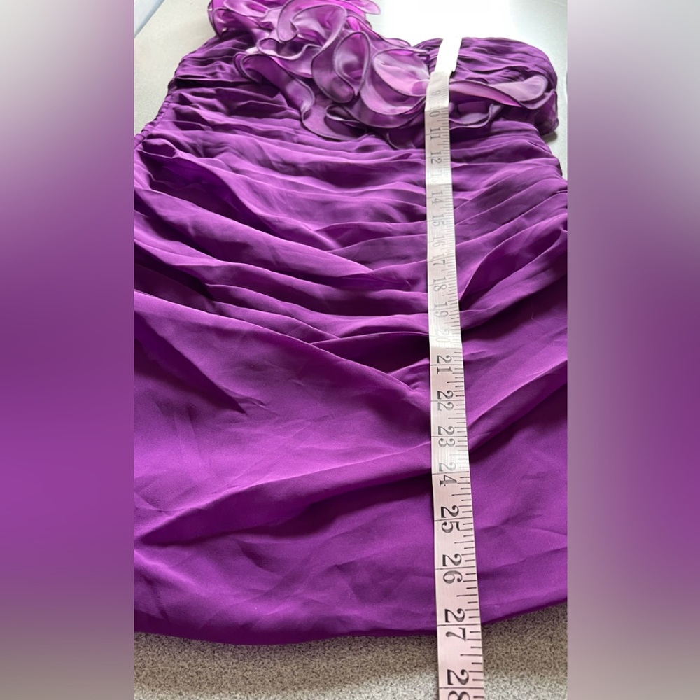 May Queen Vibrant Magenta One-Shoulder Ruffle Dress Size 8 - Picture 14 of 14